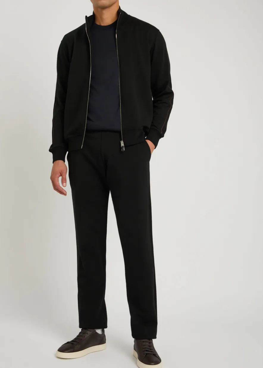 Pipe-trimmed straight-leg wool track pants