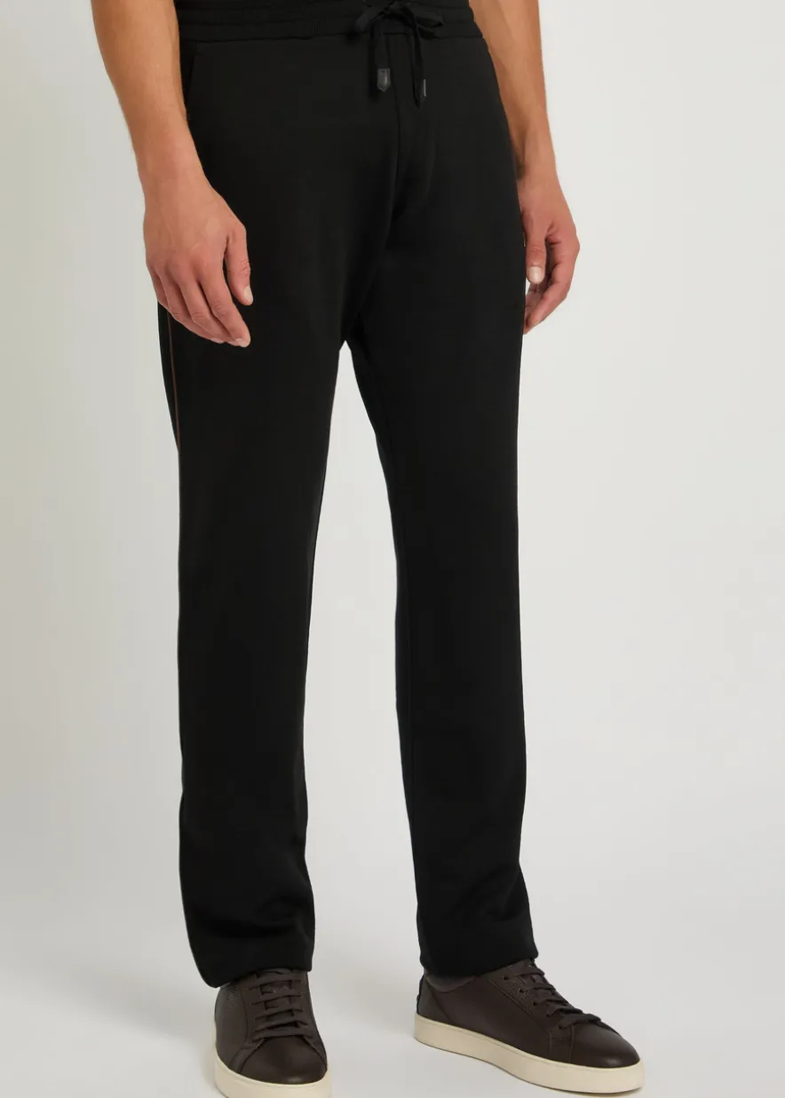Pipe-trimmed straight-leg wool track pants