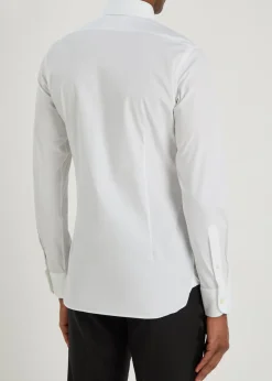Piqué cotton-poplin shirt