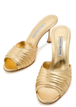 Pirua 70 metallic nappa mules