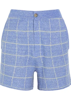 Plaid cashmere and linen-blend shorts