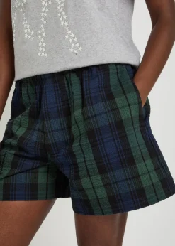 Plaid seersucker shorts