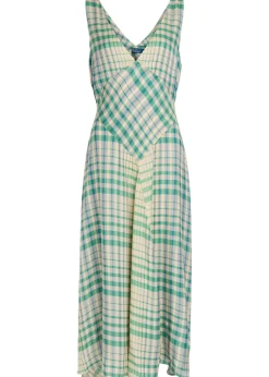 Plaid woven midi dress