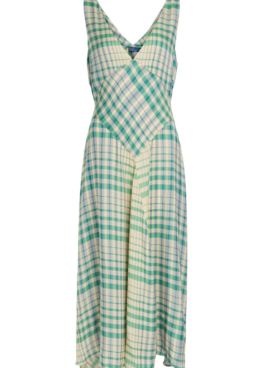Plaid woven midi dress
