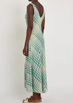 Plaid woven midi dress