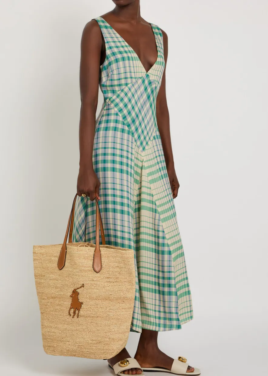 Plaid woven midi dress