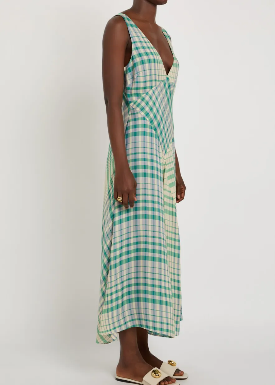 Plaid woven midi dress
