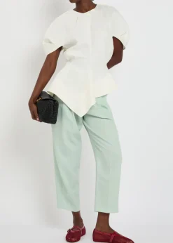 Pleated balloon-leg wool trousers