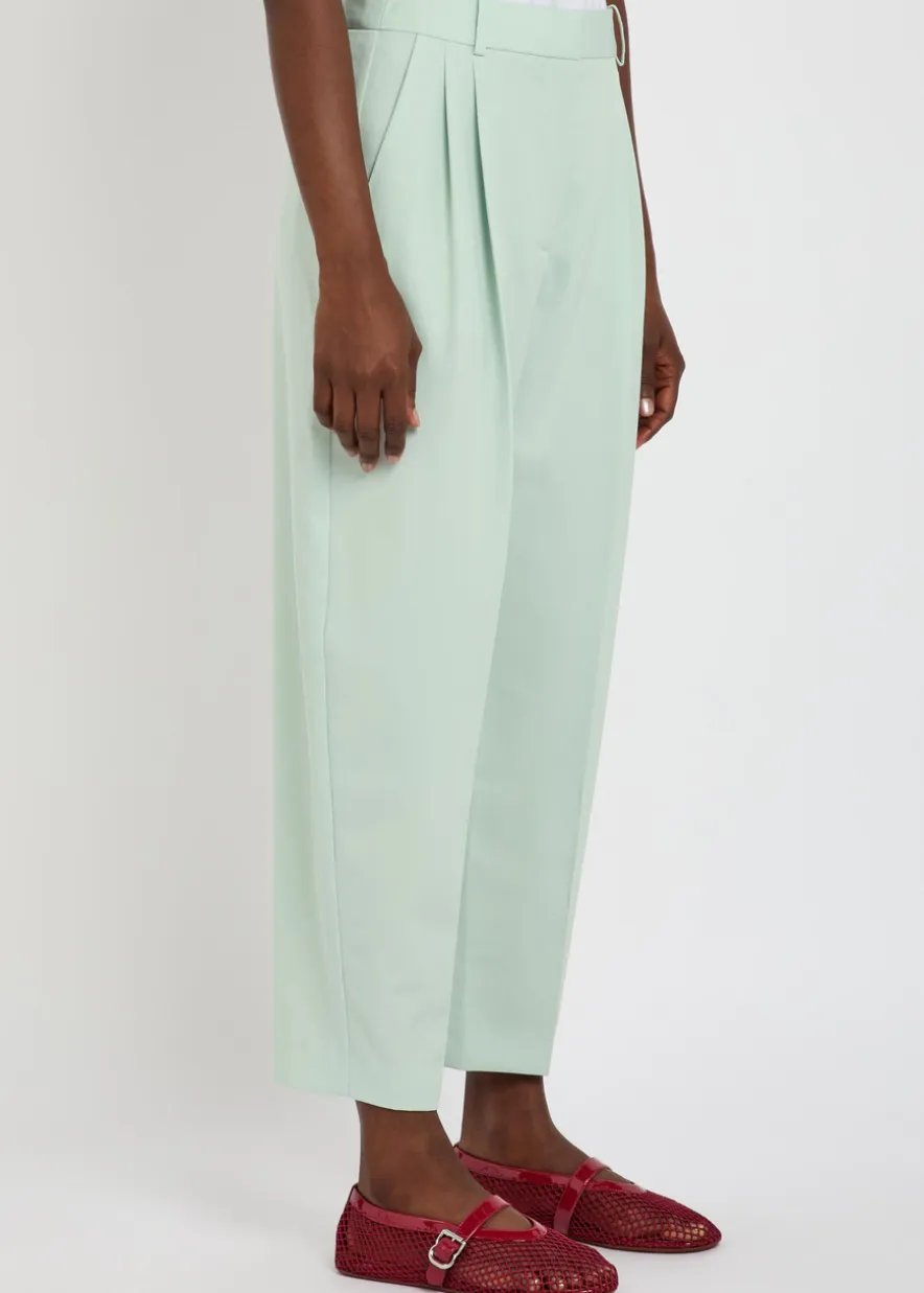 Pleated balloon-leg wool trousers