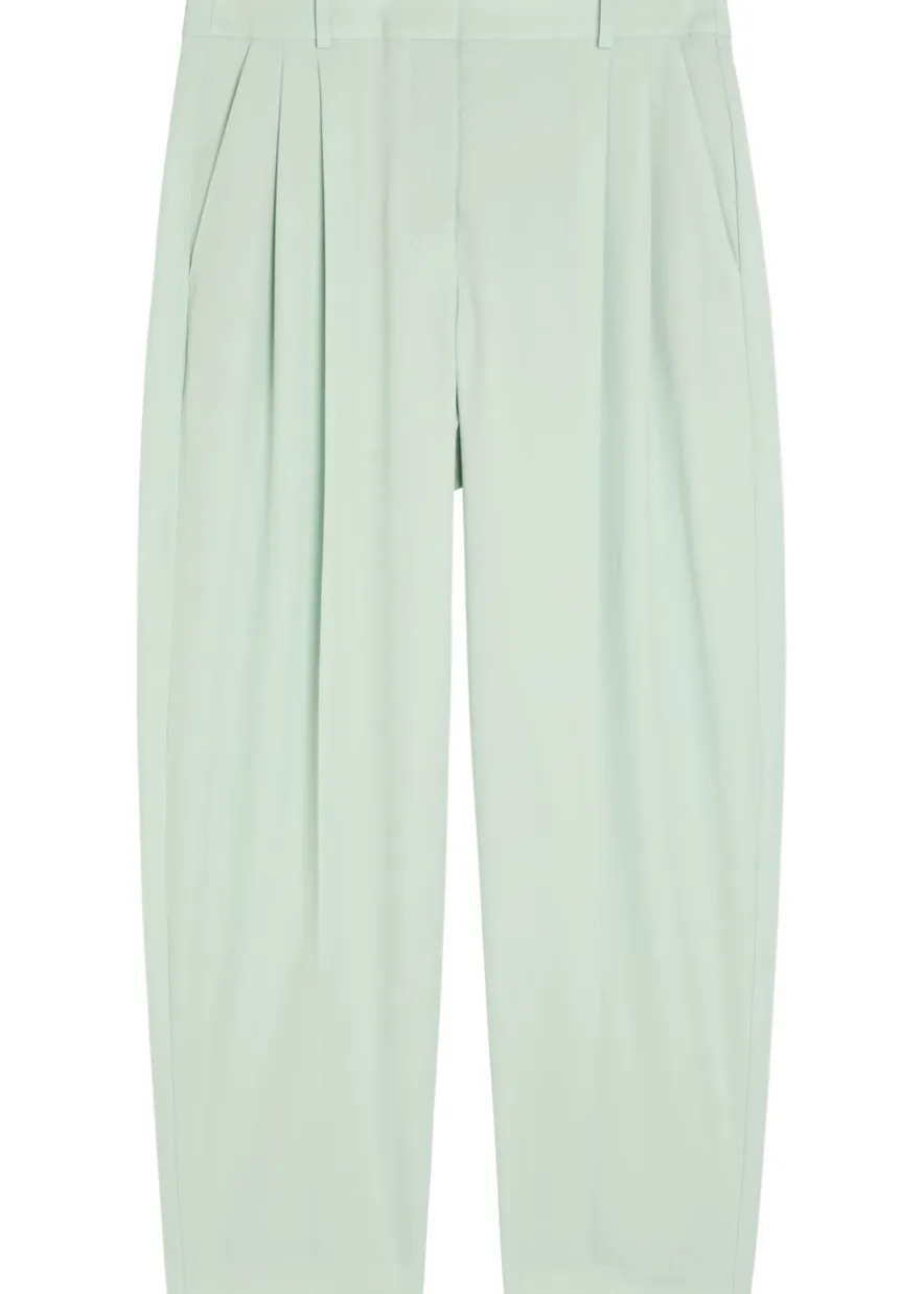 Pleated balloon-leg wool trousers