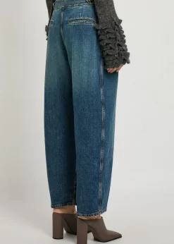 Pleated barrel-leg jeans