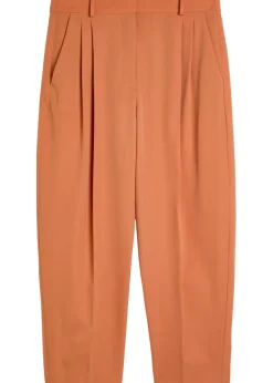 Pleated barrel-leg wool trousers