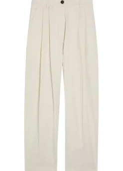 Pleated barrel-leg woven trousers