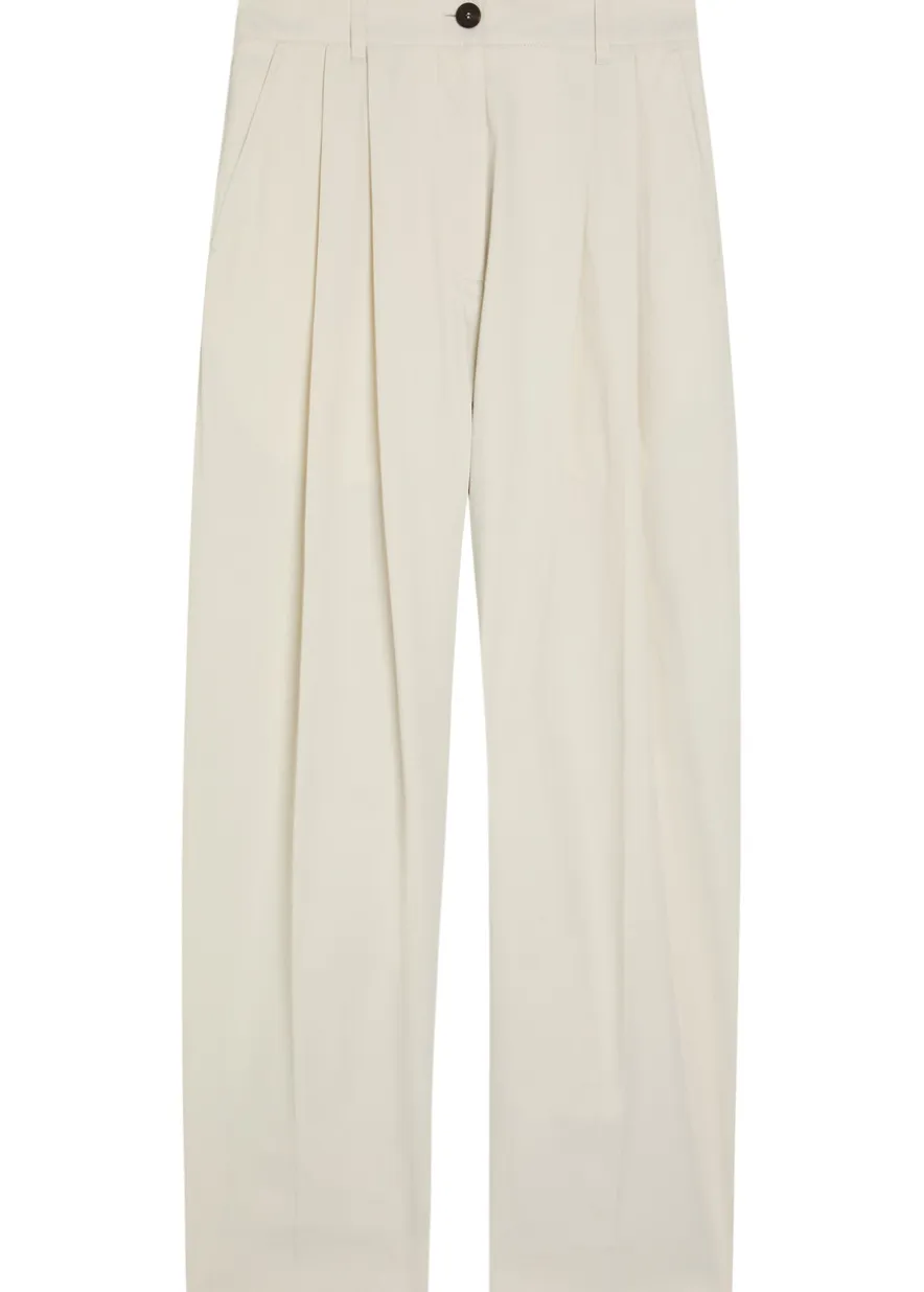 Pleated barrel-leg woven trousers