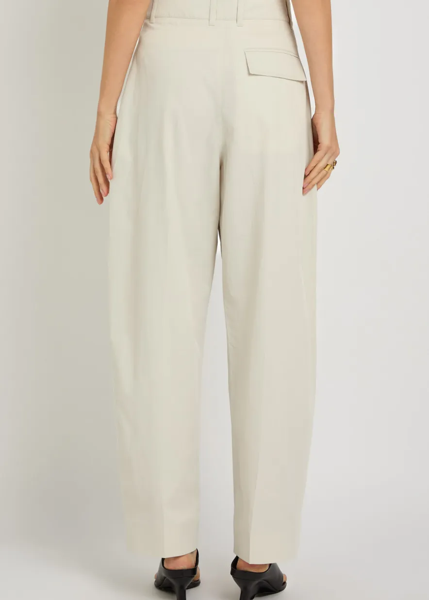 Pleated barrel-leg woven trousers