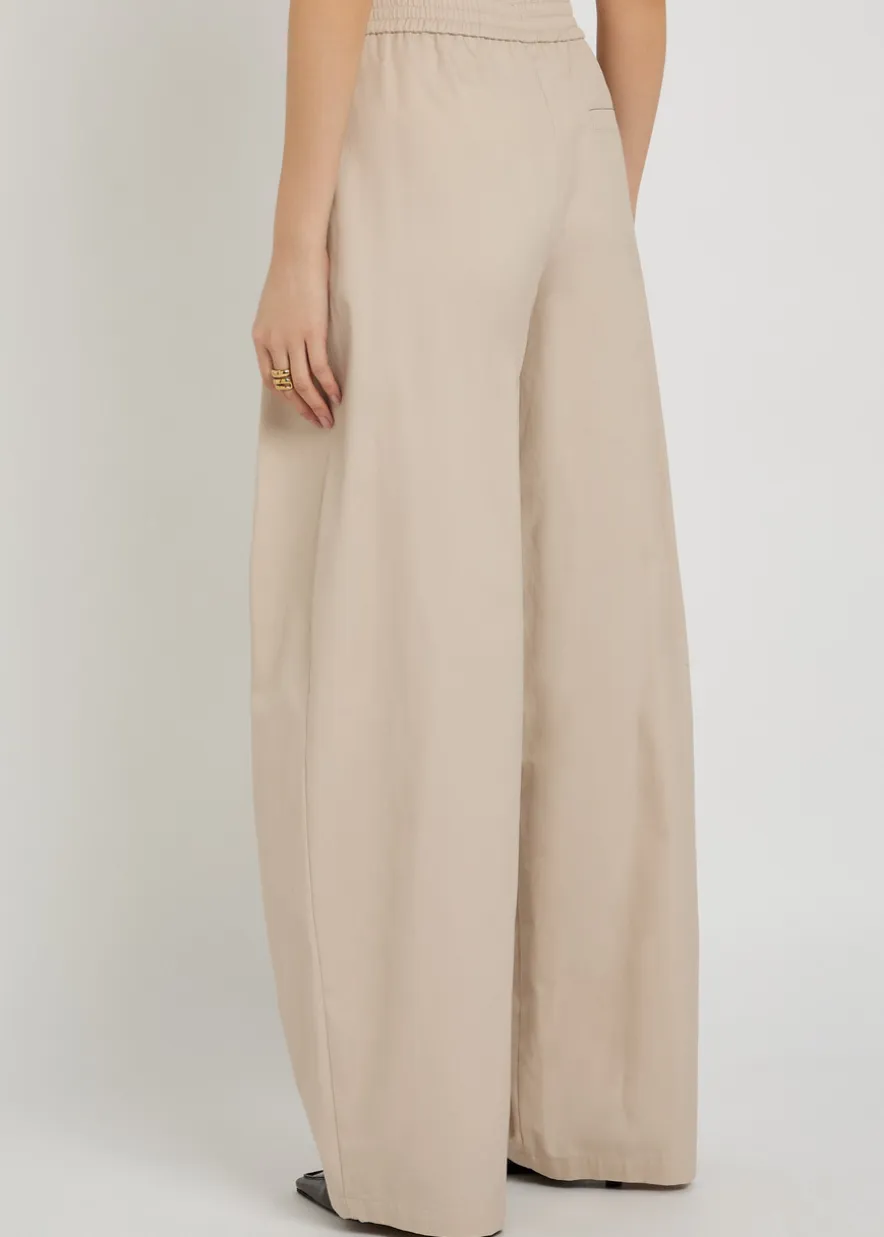 Pleated cotton-poplin trousers