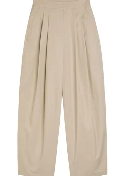 Pleated cotton-poplin trousers