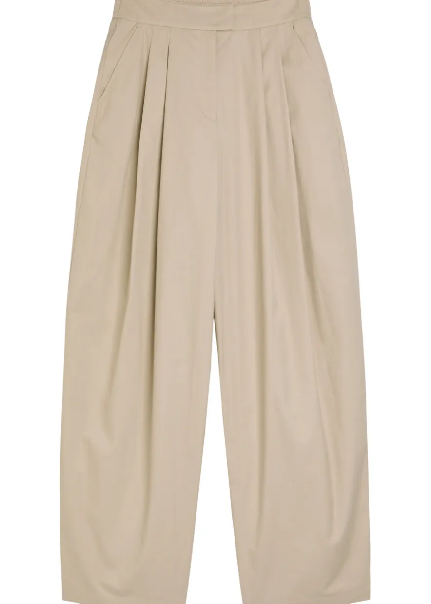 Pleated cotton-poplin trousers