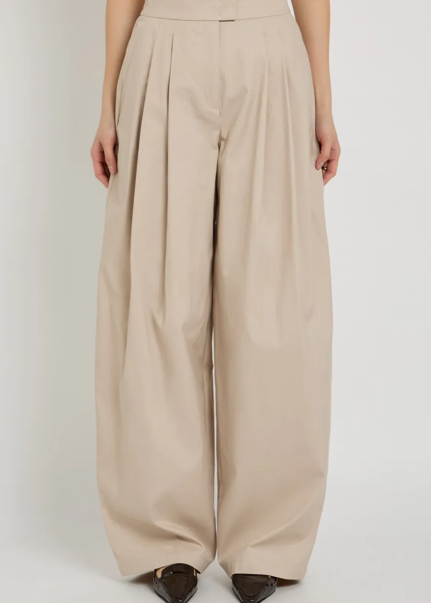Pleated cotton-poplin trousers