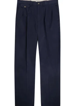 Pleated cotton-twill chinos