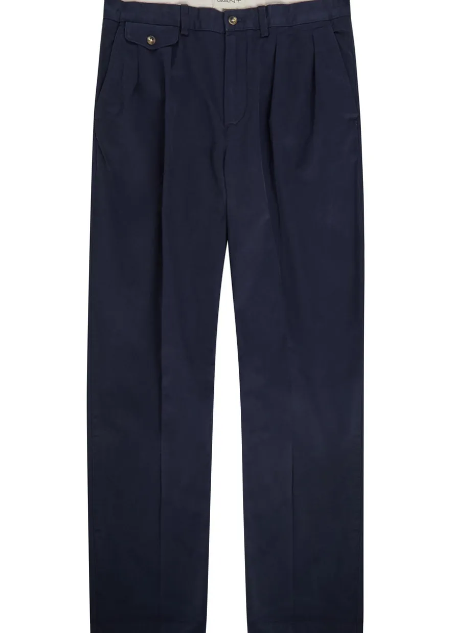 Pleated cotton-twill chinos