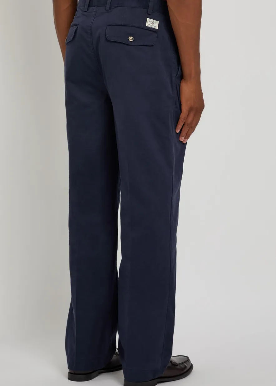 Pleated cotton-twill chinos