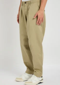 Pleated cotton-twill trousers