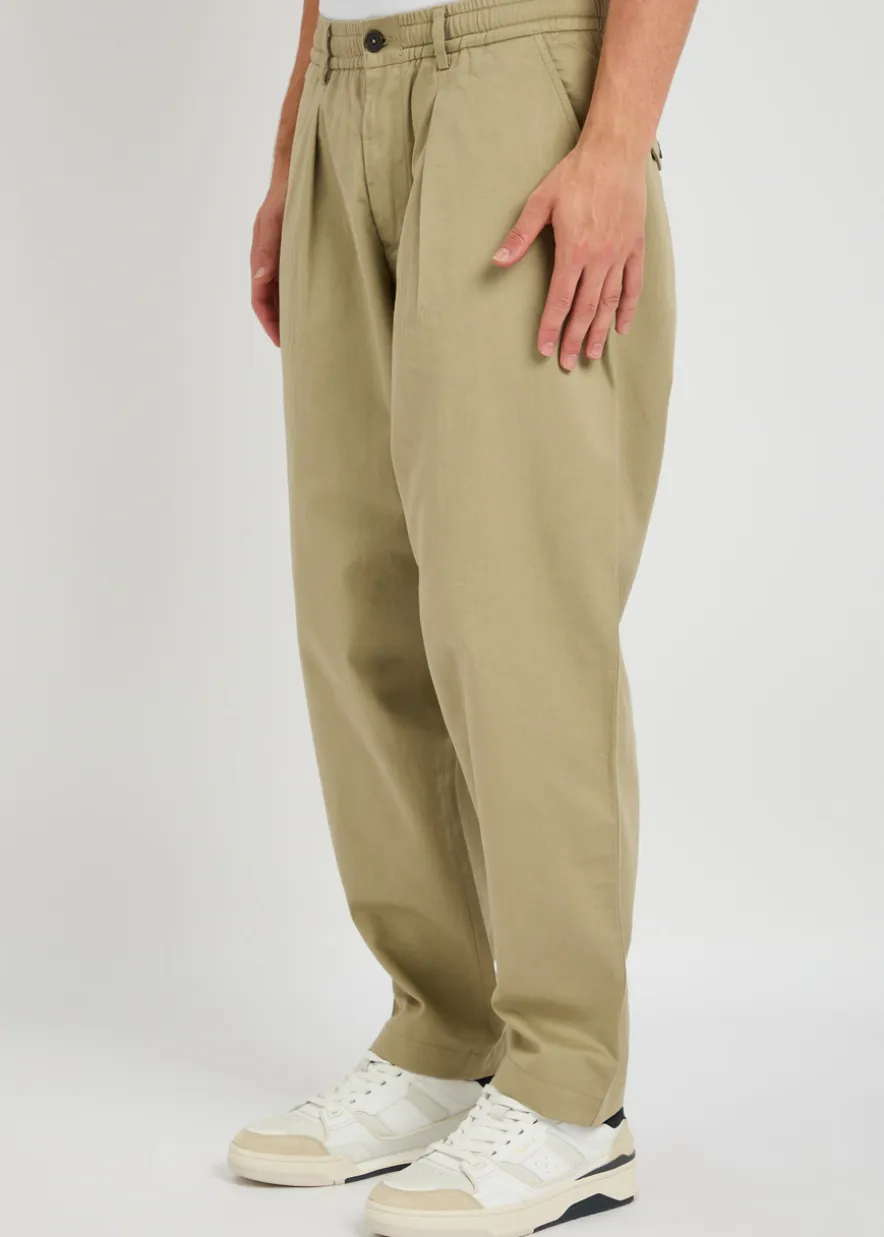 Pleated cotton-twill trousers