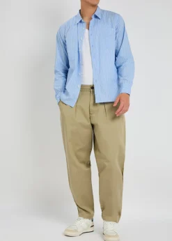 Pleated cotton-twill trousers
