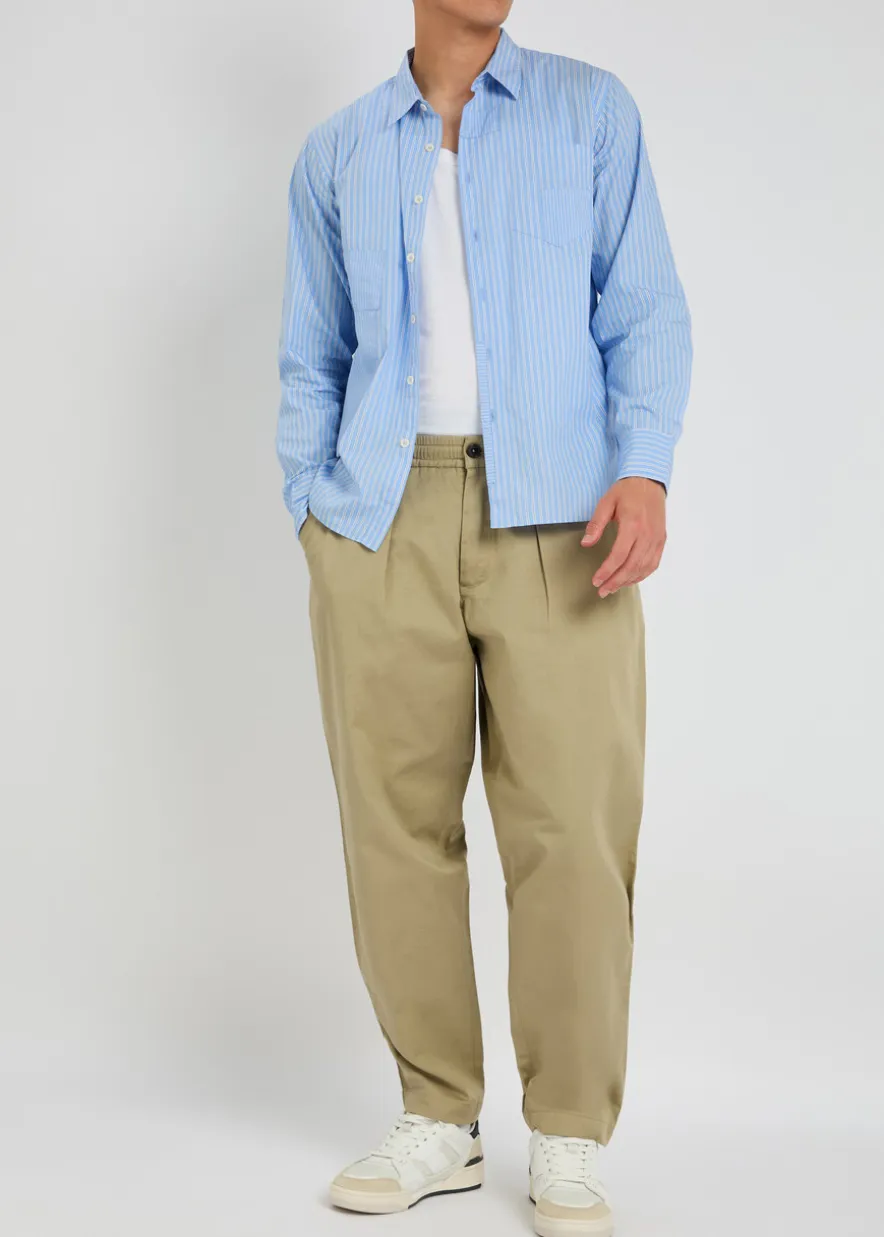 Pleated cotton-twill trousers