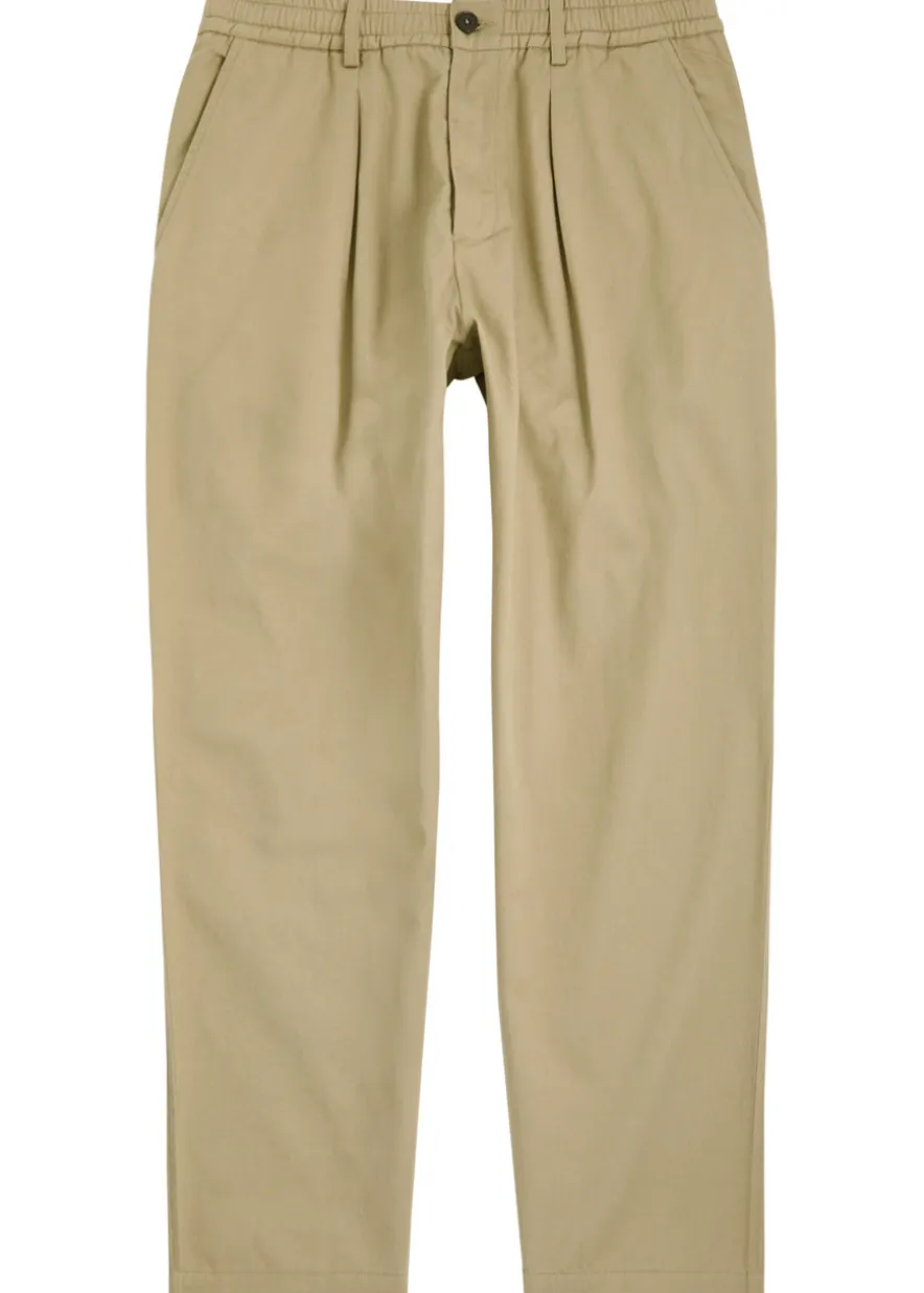 Pleated cotton-twill trousers