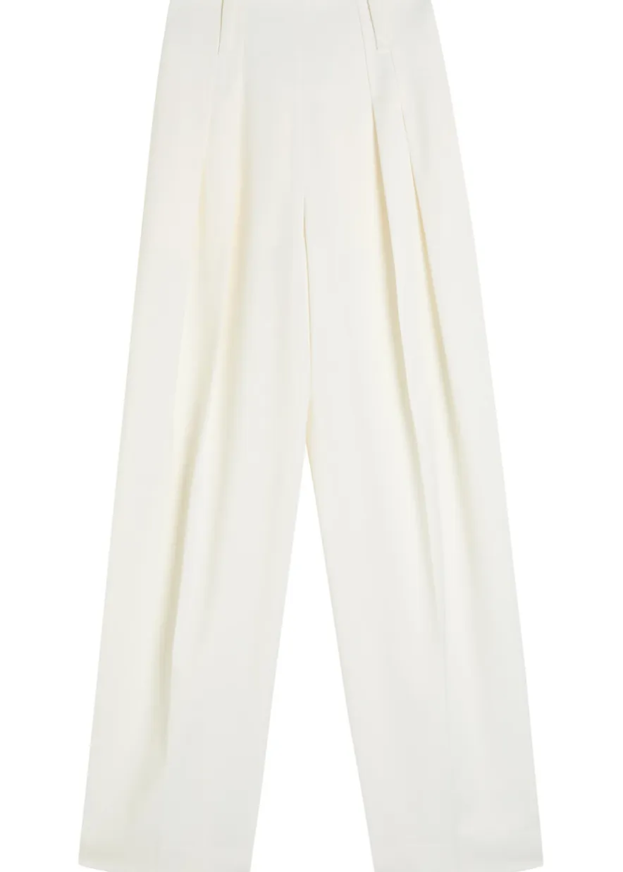 Pleated high-rise wool-blend trousers