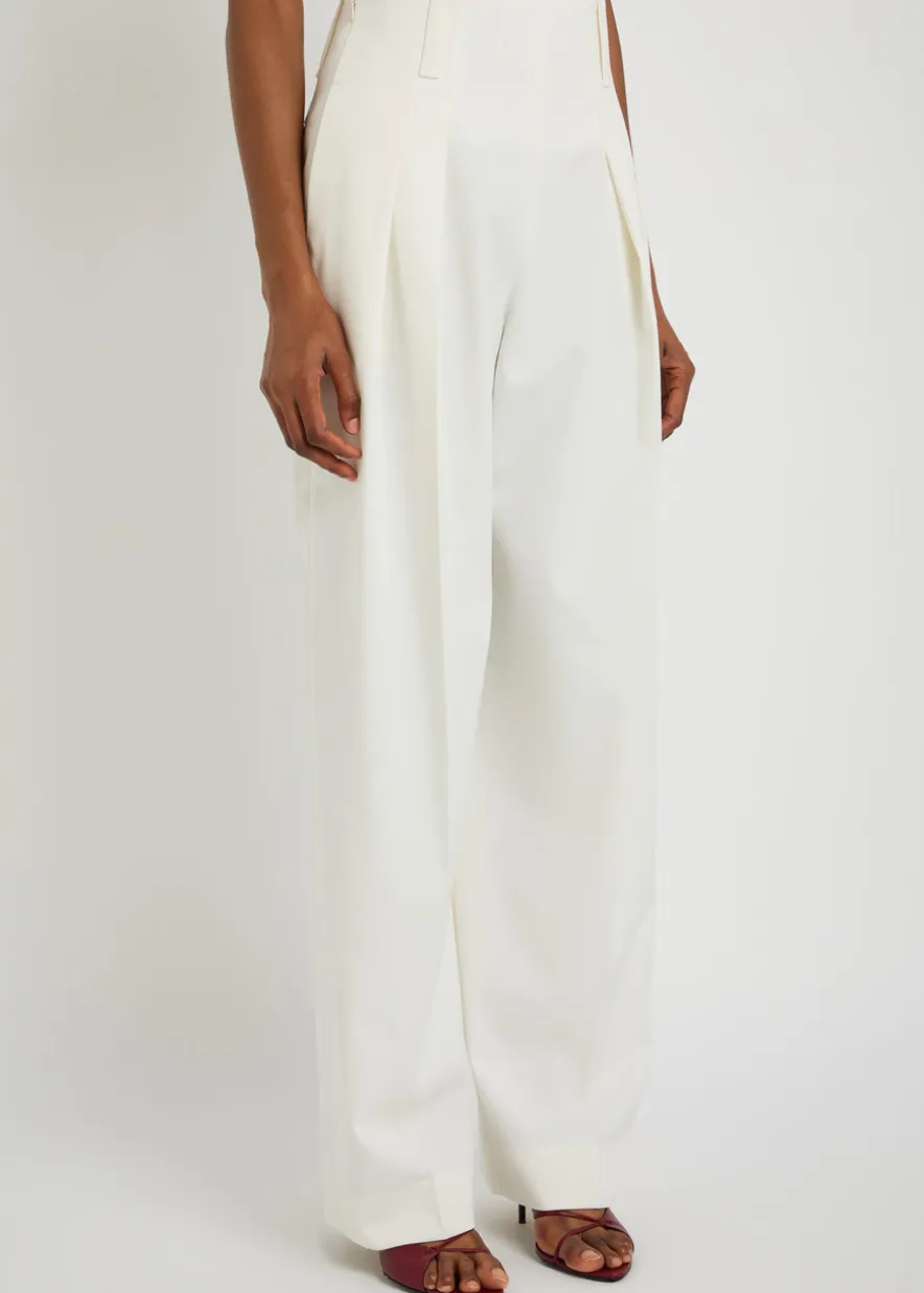 Pleated high-rise wool-blend trousers