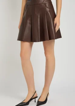 Pleated leather mini skirt