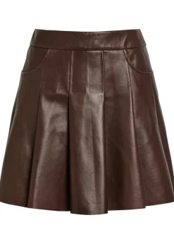 Pleated leather mini skirt