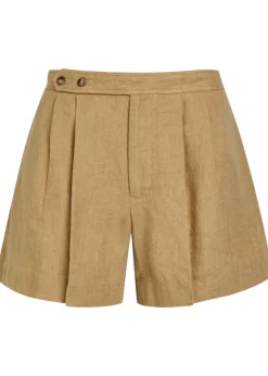 Pleated linen shorts