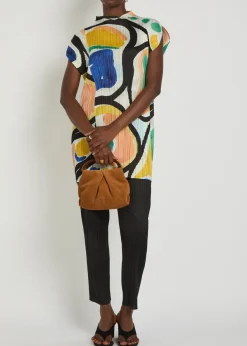Pleated printed woven mini dress
