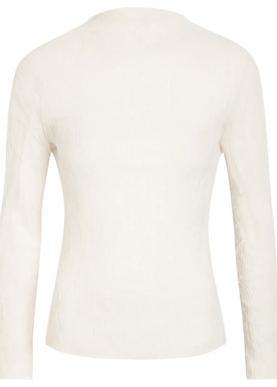 Pleated semi-sheer chiffon top
