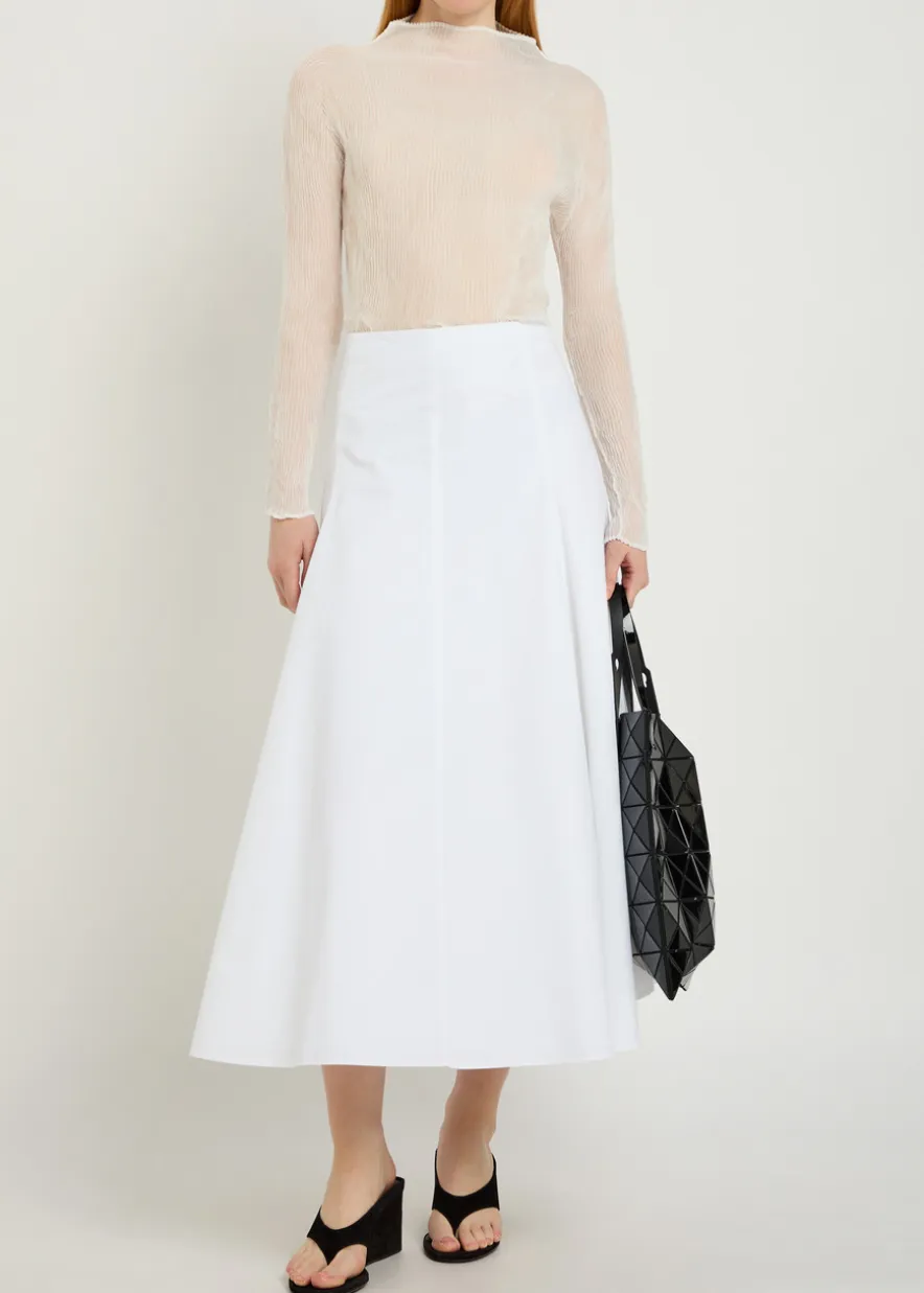 Pleated semi-sheer chiffon top