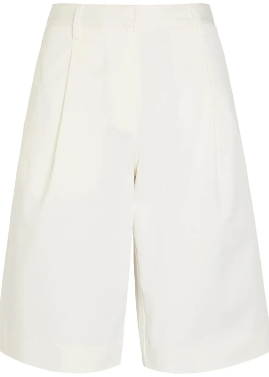 Pleated straight-leg stretch-twill shorts