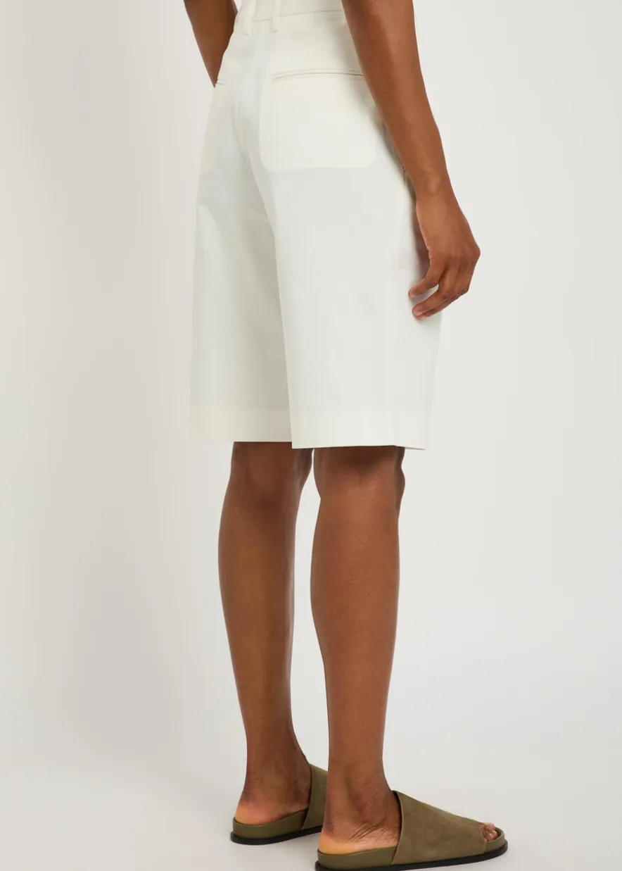 Pleated straight-leg stretch-twill shorts