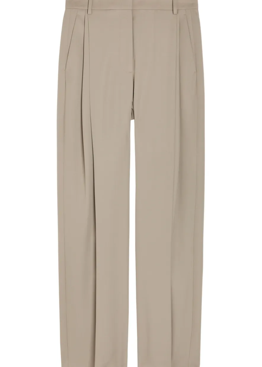 Pleated straight-leg trousers