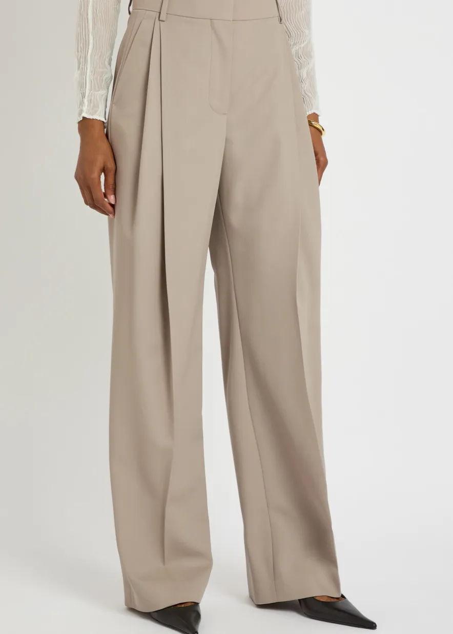 Pleated straight-leg trousers