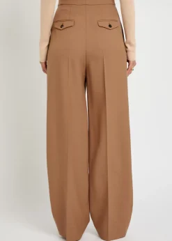 Pleated straight-leg wool trousers
