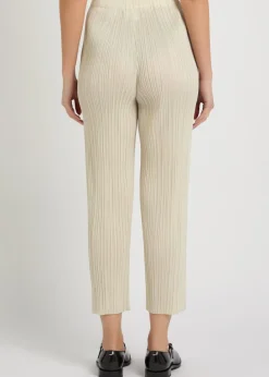 Pleated straight-leg woven cropped trousers