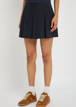 Pleated stretch-cotton mini skirt