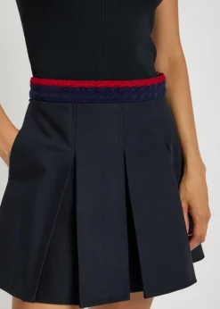 Pleated stretch-cotton mini skirt