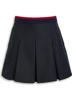 Pleated stretch-cotton mini skirt
