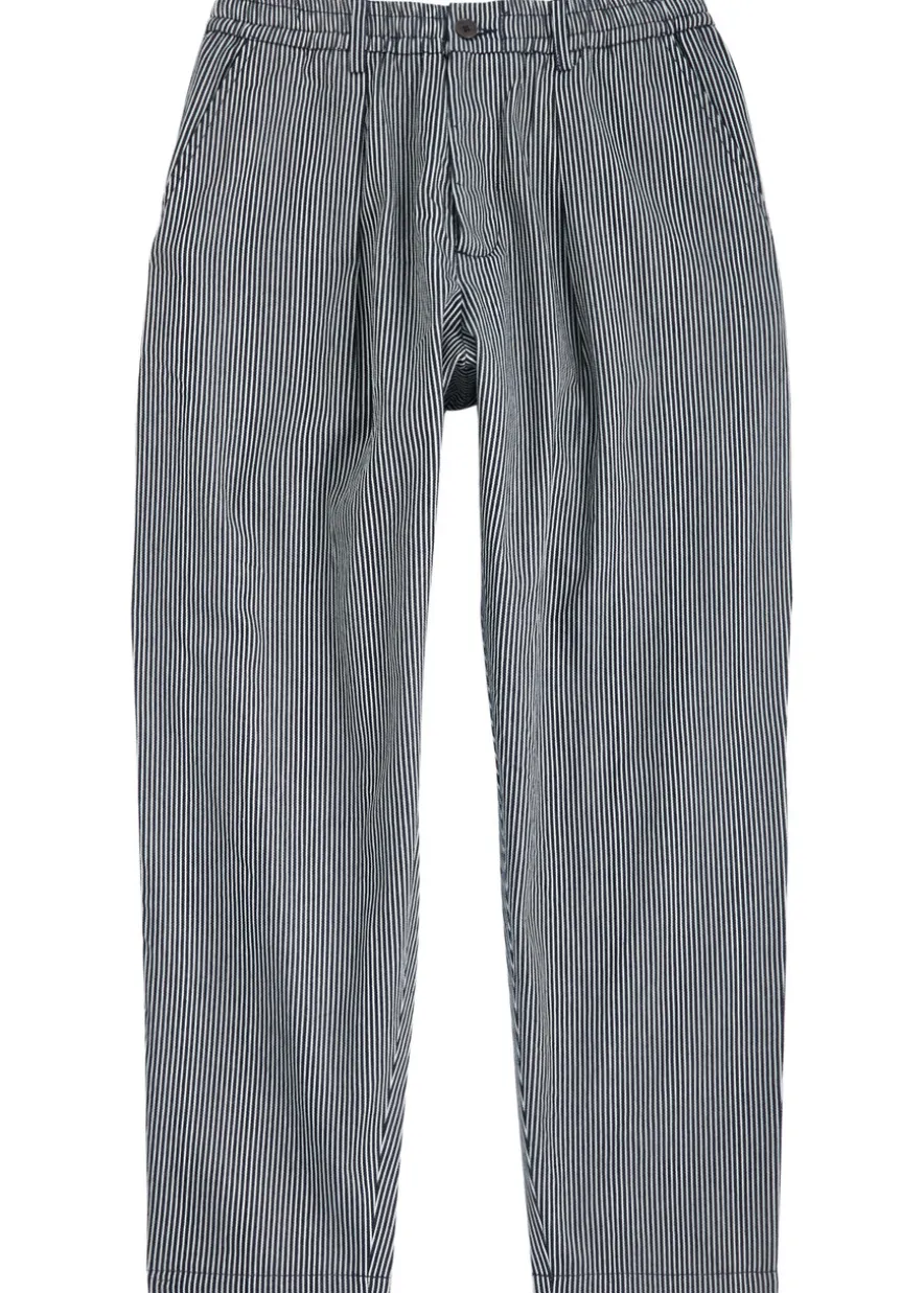 Pleated striped cotton-twill trousers