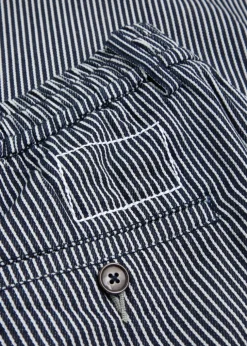 Pleated striped cotton-twill trousers